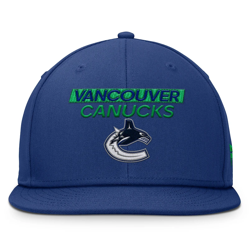 Men's Fanatics Blue Vancouver Canucks Authentic Pro Rink Prime Snapback Hat