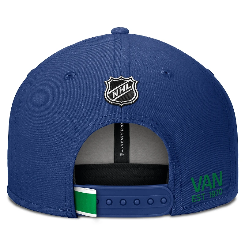 Men's Fanatics Blue Vancouver Canucks Authentic Pro Rink Prime Snapback Hat