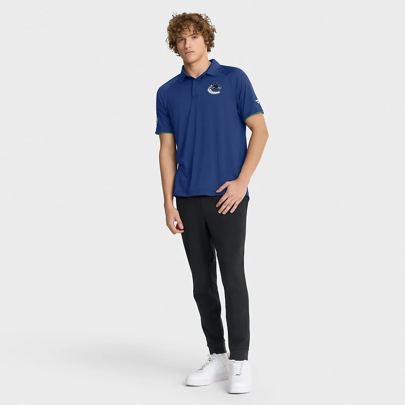 Men's Fanatics Blue Vancouver Canucks Authentic Pro Rink Raglan Polo