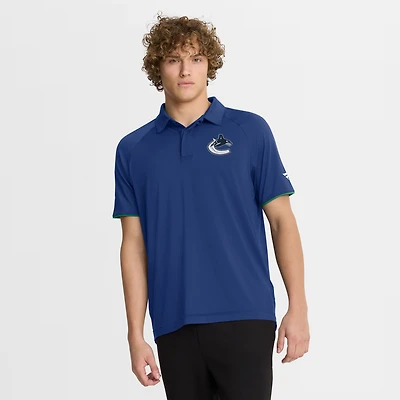Polo raglan authentique Pro Rink bleu Fanatics pour homme des Canucks de Vancouver