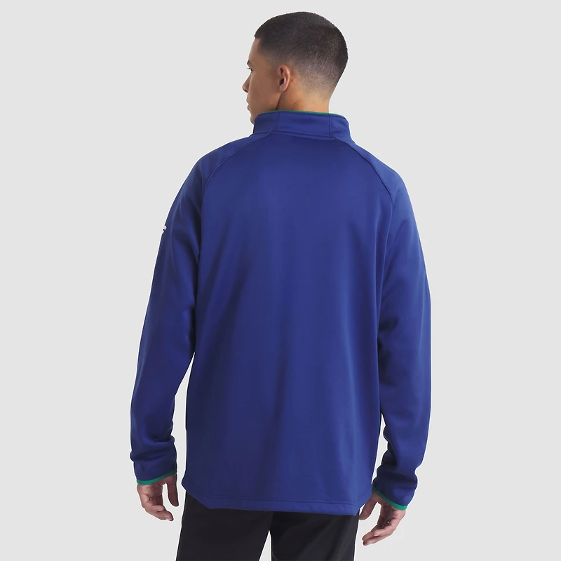 Pull raglan bleu à fermeture éclair quart de tour pour homme des Canucks Vancouver Authentic Pro Rink