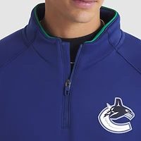 Men's Fanatics Blue Vancouver Canucks Authentic Pro Rink Raglan Quarter-Zip Pullover
