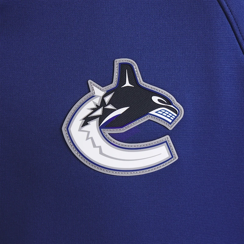 Pull raglan bleu à fermeture éclair quart de tour pour homme des Canucks Vancouver Authentic Pro Rink