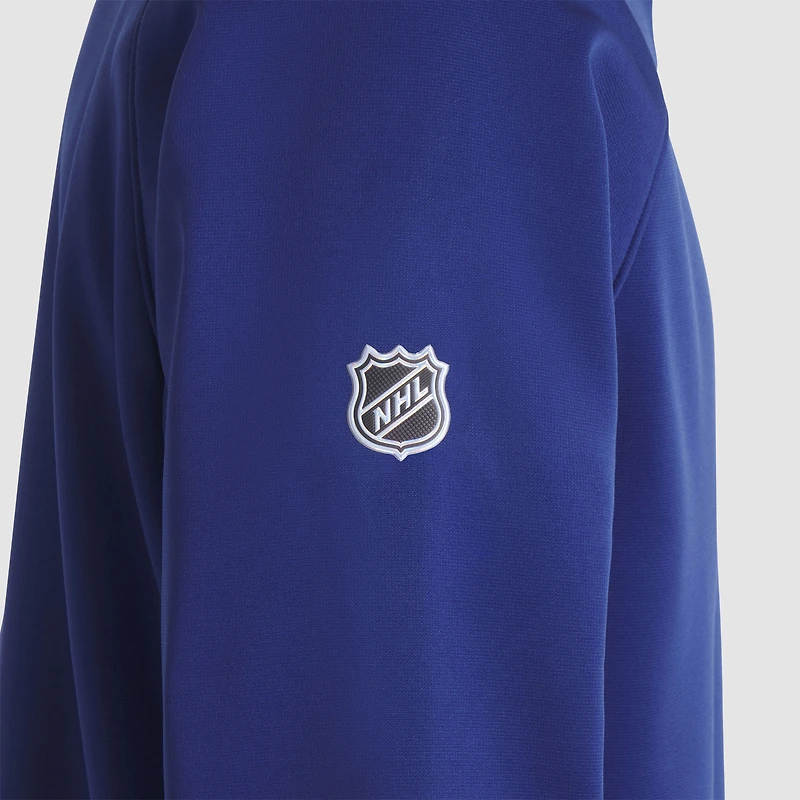 Pull raglan bleu à fermeture éclair quart de tour pour homme des Canucks Vancouver Authentic Pro Rink