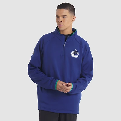 Men's Fanatics Blue Vancouver Canucks Authentic Pro Rink Raglan Quarter-Zip Pullover