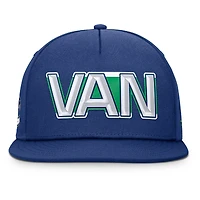 Men's Fanatics Blue Vancouver Canucks Authentic Pro Rink Team Code Snapback Hat