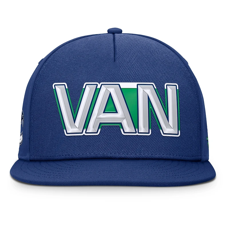 Casquette snapback authentique Pro Rink Team Code des Canucks de Vancouver pour homme, bleu fanatiques