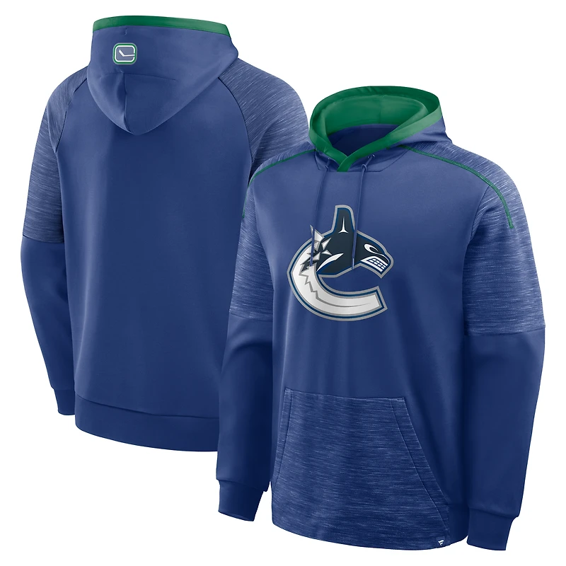 Sweat à capuche bleu Fanatics pour homme, gardien de but, défenseur, Vancouver Canucks
