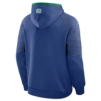 Men's Fanatics Blue Vancouver Canucks Goaltender Defender Raglan Pullover Hoodie