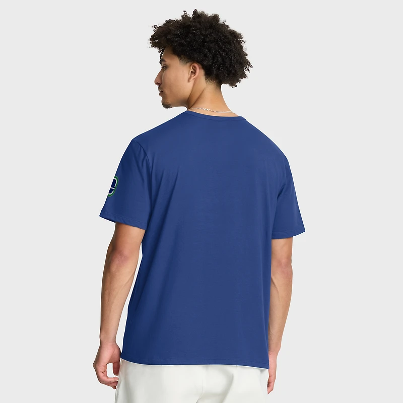 T-shirt bleu Fanatics pour homme avec le titre Hat Trick des Canucks de Vancouver