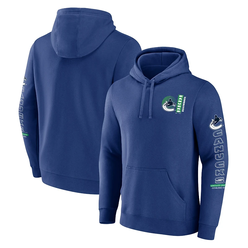 Chandail à capuchon bleu Fanatics Revolution des Canucks de Vancouver pour hommes