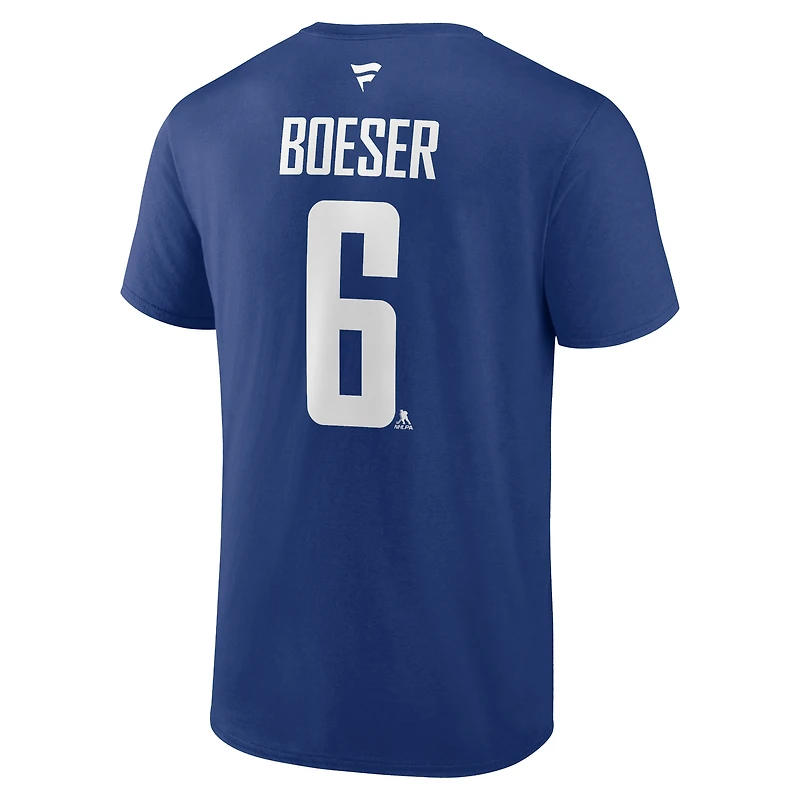 Fanatics Branded Brock Boeser Blue Vancouver Canucks Logo Authentic Stack Name and Number - T-shirt