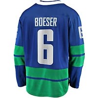 Maillot de joueur première division des Vancouver Canucks Brock Boeser bleu pour hommes Fanatics