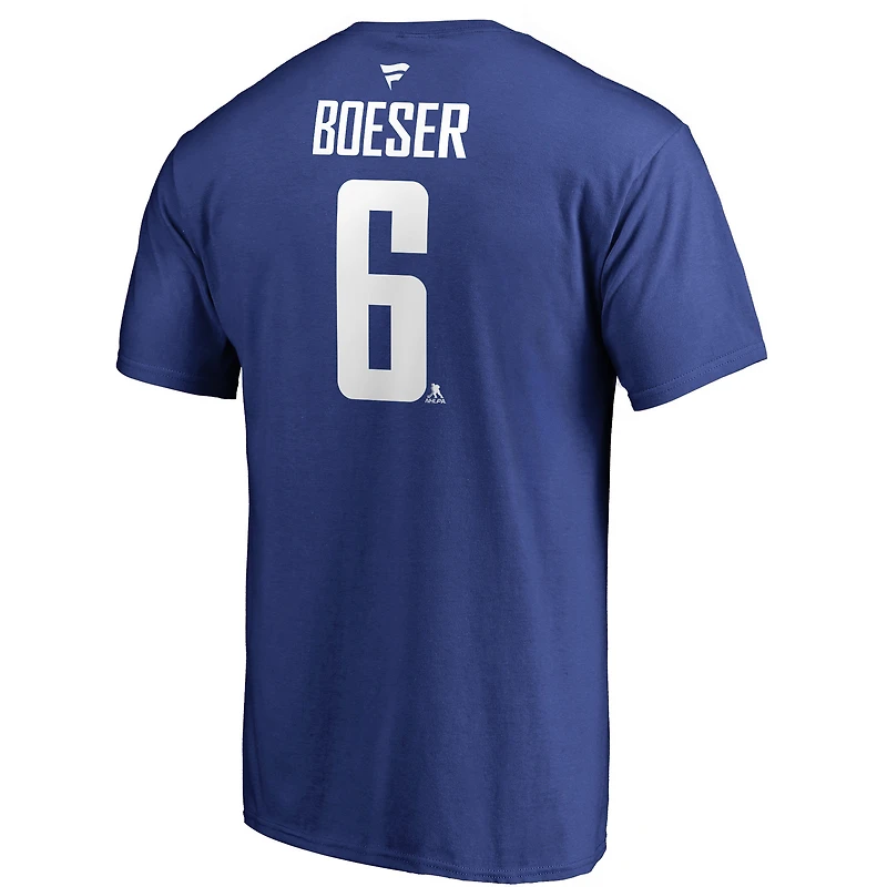 Men's Fanatics Brock Boeser Blue Vancouver Canucks Team Authentic Stack Name & Number T-Shirt
