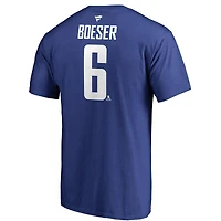 Men's Fanatics Brock Boeser Blue Vancouver Canucks Team Authentic Stack Name & Number T-Shirt