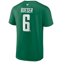 Men's Fanatics Brock Boeser Green Vancouver Canucks Authentic Stack Name & Number T-Shirt