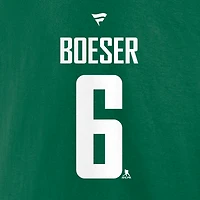 Men's Fanatics Brock Boeser Green Vancouver Canucks Authentic Stack Name & Number T-Shirt