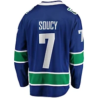 Fanatics pour hommes Carson Soucy bleu Vancouver Canucks Home Premier Breakaway Player - Maillot
