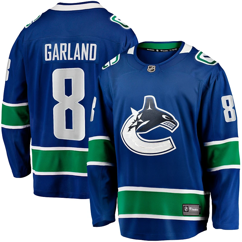 Maillot Breakaway à domicile des Canucks de Vancouver Fanatics Conor Garland pour hommes, bleu