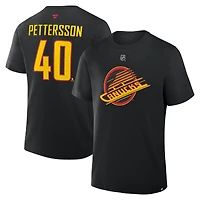 Men's Fanatics Elias Pettersson Black Vancouver Canucks Authentic Stack Name & Number T-Shirt