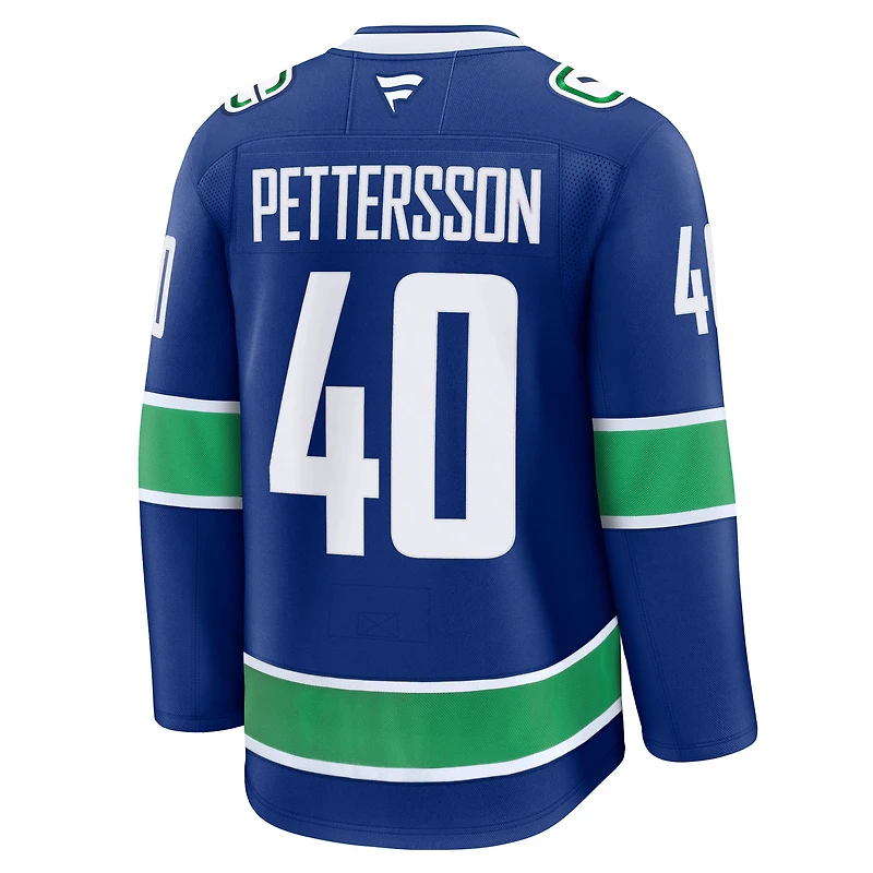 Maillot de joueur à domicile bleu des Vancouver Canucks Fanatics Elias Pettersson pour homme