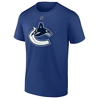 Men's Fanatics Elias Pettersson Blue Vancouver Canucks Logo Authentic Stack Name and Number - T-Shirt
