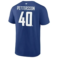 Men's Fanatics Elias Pettersson Blue Vancouver Canucks Logo Authentic Stack Name and Number - T-Shirt