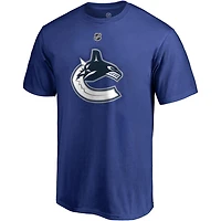 T-shirt authentique avec nom et numéro de l'équipe des Canucks Vancouver Fanatics Elias Pettersson pour hommes, bleu