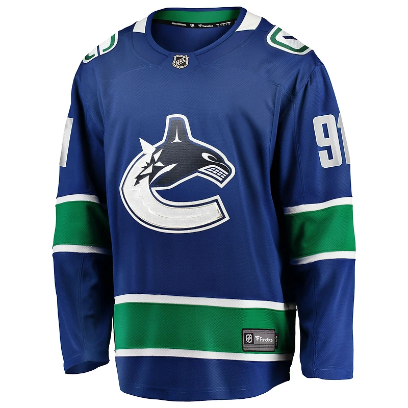 Maillot bleu Evander Kane Fanatics pour homme des Vancouver Canucks Home Breakaway