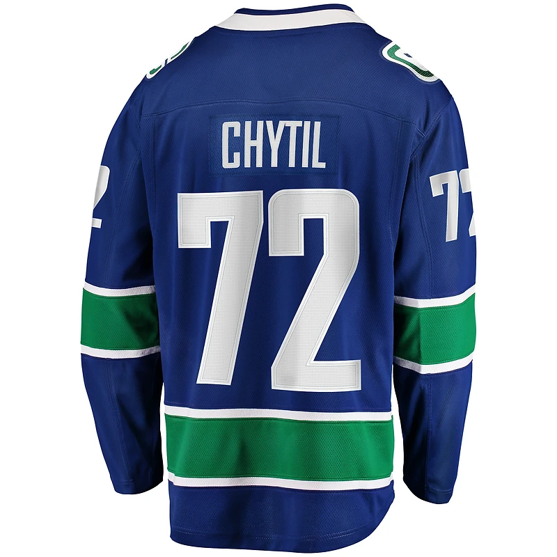 Maillot d'évasion à domicile des Canucks de Vancouver bleu Fanatics Filip Chytil pour hommes