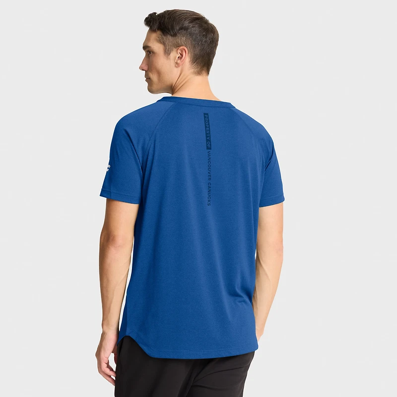 Men's Fanatics Heather Blue Vancouver Canucks Authentic Pro Rink Raglan Performance T-Shirt