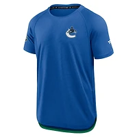 Men's Fanatics Heather Blue Vancouver Canucks Authentic Pro Rink Raglan Performance T-Shirt