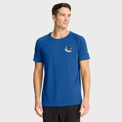 Men's Fanatics Heather Blue Vancouver Canucks Authentic Pro Rink Raglan Performance T-Shirt