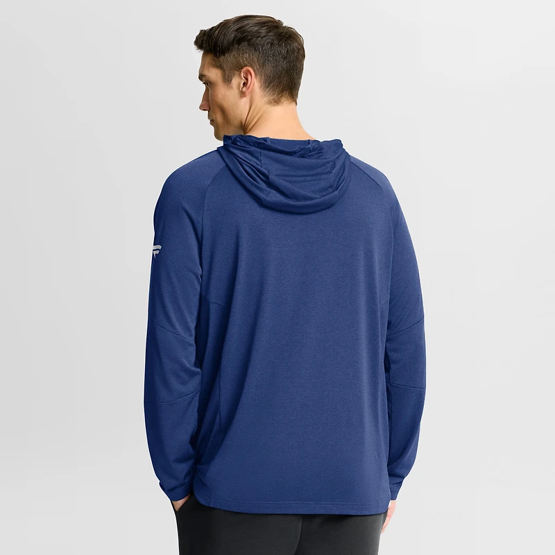 Men's Fanatics Heather Blue Vancouver Canucks Authentic Pro Rink Raglan Pullover Hoodie