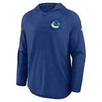 Men's Fanatics Heather Blue Vancouver Canucks Authentic Pro Rink Raglan Pullover Hoodie