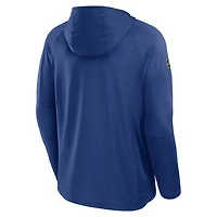 Men's Fanatics Heather Blue Vancouver Canucks Authentic Pro Rink Raglan Pullover Hoodie