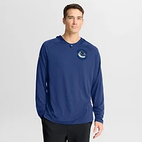 Sweat à capuche raglan authentique Pro Rink Fanatics bleu chiné pour homme des Canucks de Vancouver
