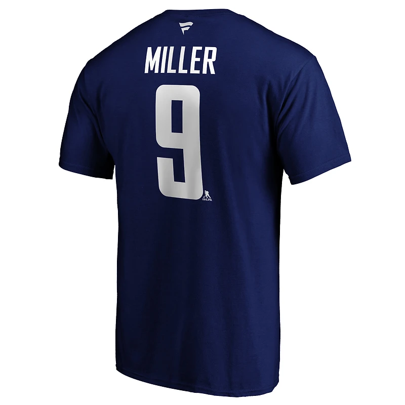 Men's Fanatics J.T. Miller Blue Vancouver Canucks Authentic Stack Name & Number T-Shirt
