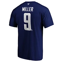 Men's Fanatics J.T. Miller Blue Vancouver Canucks Authentic Stack Name & Number T-Shirt