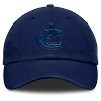 Casquette ajustable Fanatics bleu marine pour homme des Vancouver Canucks Authentic Pro Road