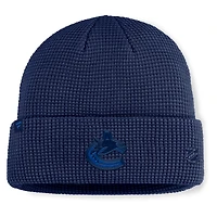 Bonnet en tricot à revers authentique Pro Road des Canucks de Vancouver pour homme, bleu marine