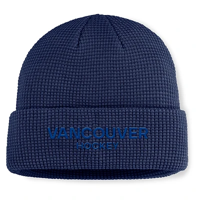 Men's Fanatics Navy Vancouver Canucks Authentic Pro Road Cuffed Knit Hat