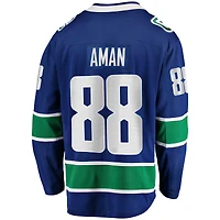 Fanatics Nils Aman pour hommes, bleu, Vancouver Canucks, maillot de joueur échappé à domicile Premier