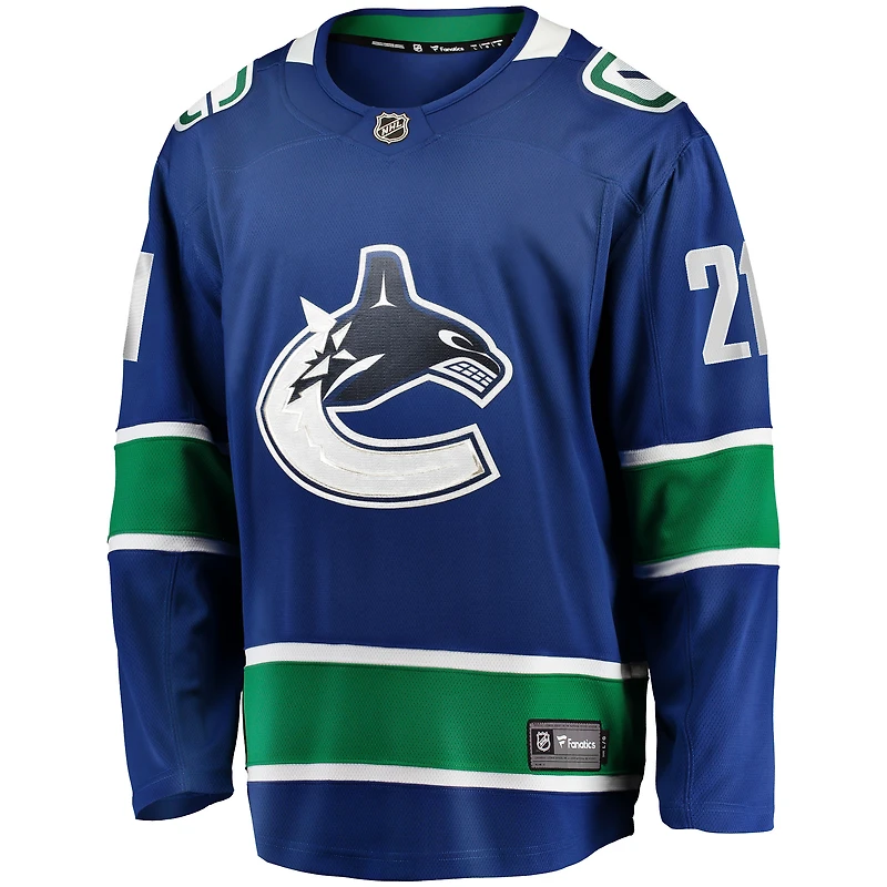 Men's Fanatics Nils Hoglander Blue Vancouver Canucks Home Premier Breakaway Player Jersey