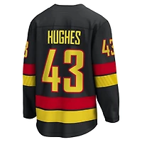 Men's Fanatics Quinn Hughes Black Vancouver Canucks Alternate Breakaway Jersey