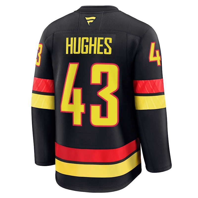 Men's Fanatics Quinn Hughes Black Vancouver Canucks Alternate Premium Player Jersey