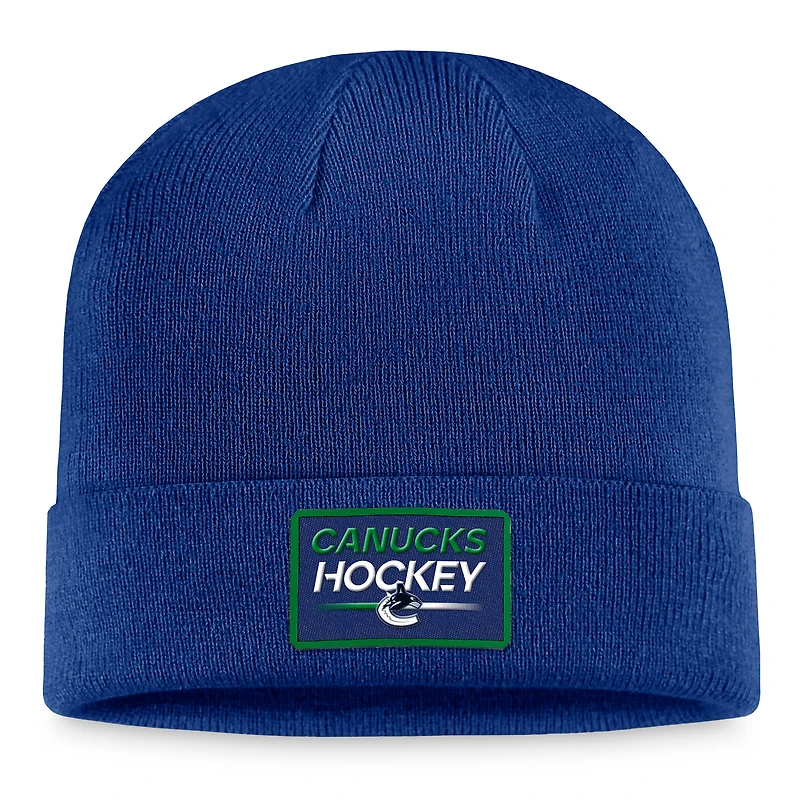 Bonnet en tricot à revers Fanatics Royal Vancouver Canucks pour hommes