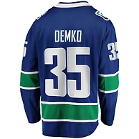 Maillot Breakaway à domicile Fanatics Thatcher Demko des Canucks de Vancouver bleu pour hommes