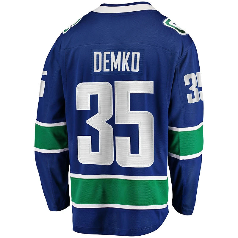 Men's Fanatics Thatcher Demko Blue Vancouver Canucks Home Breakaway