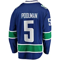 Maillot de joueur échappé Fanatics Tucker Poolman des Canucks Vancouver, bleu, pour hommes